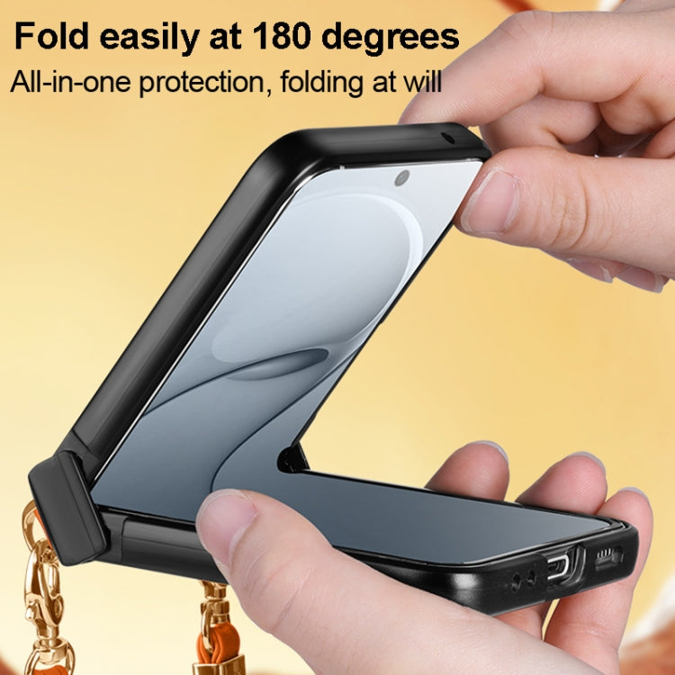 For Huawei nova Flip SULADA Elegant Rhombic Texture Folding Phone Case with Lanyard(Orange)