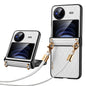 For vivo X Flip SULADA Elegant Rhombic Texture Folding Phone Case with Lanyard(White)