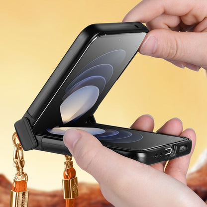 For vivo X Flip SULADA Elegant Rhombic Texture Folding Phone Case with Lanyard(White)