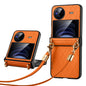 For vivo X Flip SULADA Elegant Rhombic Texture Folding Phone Case with Lanyard(Orange)