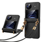 For vivo X Flip SULADA Elegant Rhombic Texture Folding Phone Case with Lanyard(Black)