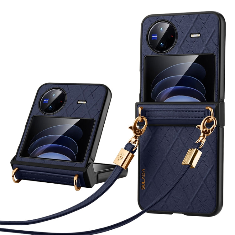 For vivo X Flip SULADA Elegant Rhombic Texture Folding Phone Case with Lanyard(Blue)