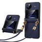 For vivo X Flip SULADA Elegant Rhombic Texture Folding Phone Case with Lanyard(Blue)