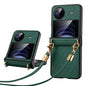 For vivo X Flip SULADA Elegant Rhombic Texture Folding Phone Case with Lanyard(Green)