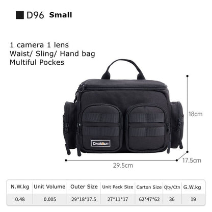 Cwatcun D96 Waist Camera Bag Sling Shoulder Camera Bag, Size:29.5 x 17.5 x 18cm(Black)