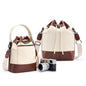 Sac à bandoulière pour appareil photo Cwatcun D100 en toile et polyuréthane imperméable avec cordon de serrage, taille : 22 x 12 x 31 cm (beige)