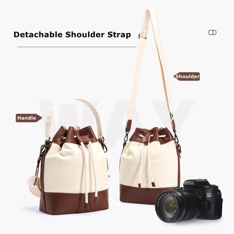 Sac à bandoulière pour appareil photo Cwatcun D100 en toile et polyuréthane imperméable avec cordon de serrage, taille : 22 x 12 x 31 cm (beige)
