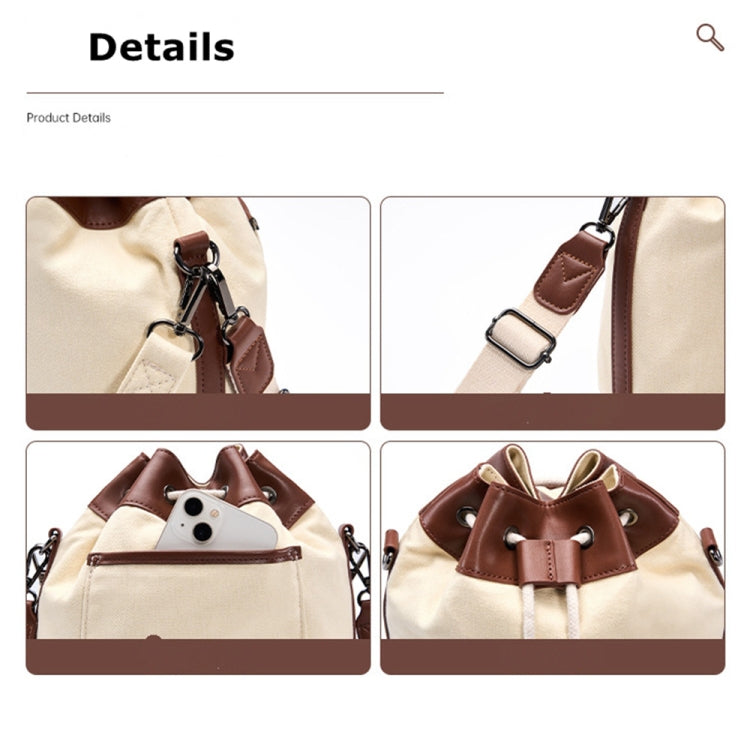 Sac à bandoulière pour appareil photo Cwatcun D100 en toile et polyuréthane imperméable avec cordon de serrage, taille : 22 x 12 x 31 cm (beige)