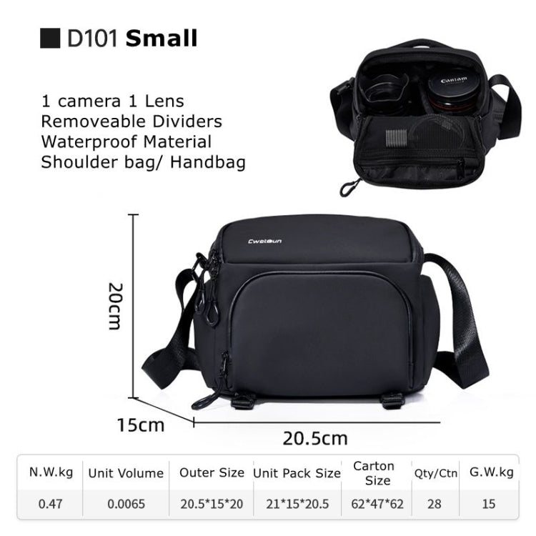 Sac photo bandoulière Cwatcun D101 pour objectif d'appareil photo, taille : 20 x 20,5 x 15 cm (noir)