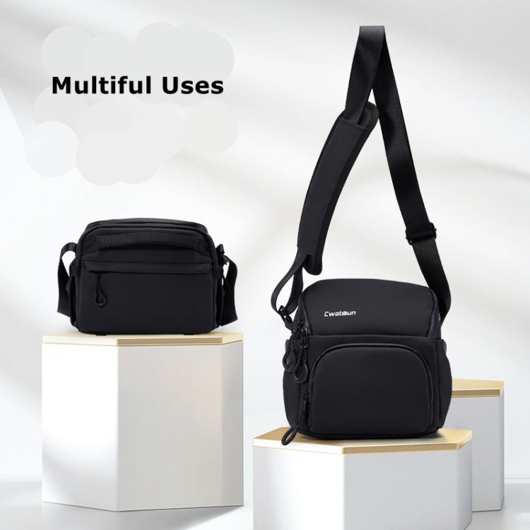 Sac photo bandoulière Cwatcun D101 pour objectif d'appareil photo, taille : 20 x 20,5 x 15 cm (noir)