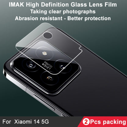 Pour Xiaomi 14 5G 2 PCS/Set Film de protection d'objectif de caméra arrière en verre HD IMAK