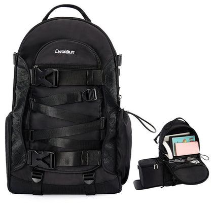 Cwatcun D111 Large Capacity Outdoor Professional Photography Backpack Shoulders Laptop Camera Bag, Size:56 x 33 x 18cm(Black)