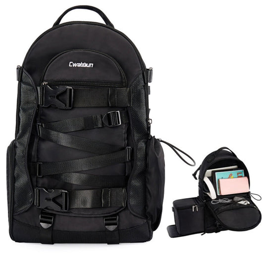 Cwatcun D111 Sac à Dos de Photographie Professionnel d'Extérieur Grande Capacité pour Ordinateur Portable et Appareil Photo, Taille : 56 x 33 x 18 cm (Noir)