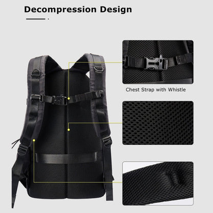 Cwatcun D111 Large Capacity Outdoor Professional Photography Backpack Shoulders Laptop Camera Bag, Size:56 x 33 x 18cm(Black)
