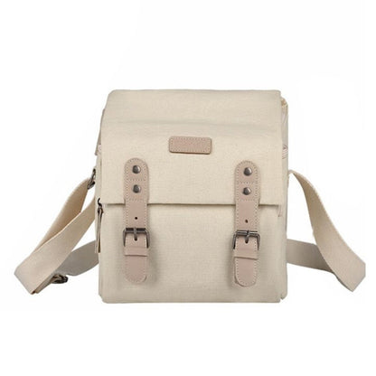 Cwatcun N1 Retro Sac Photo Appareil Photo Numérique Multifonctionnel en Toile Imperméable, Taille : 18 x 12,5 x 21cm Beige