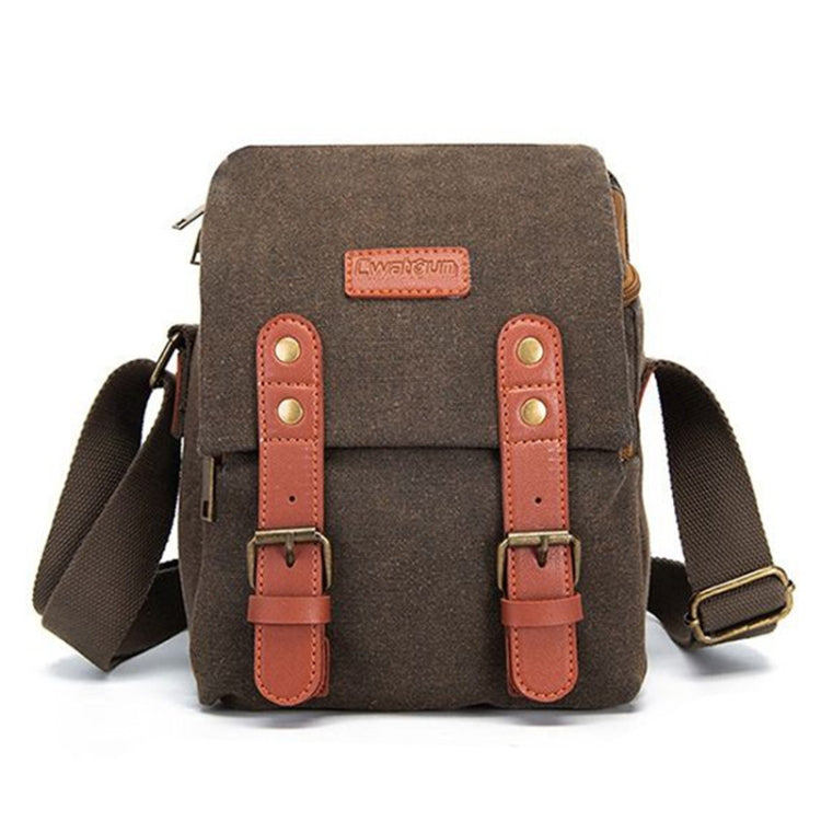 Sac photo numérique multifonctionnel en toile imperméable Cwatcun N1 Retro, taille : 22,5 x 14,5 x 27 cm, café