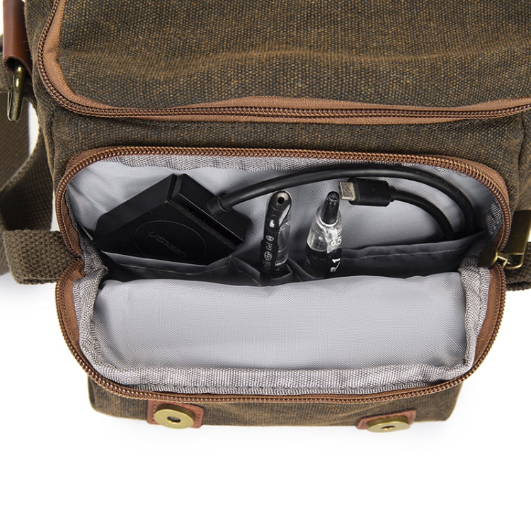 Cwatcun N1 Retro Sac Photo Appareil Photo Numérique Multifonctionnel en Toile Imperméable, Taille : 18 x 12,5 x 21cm Beige