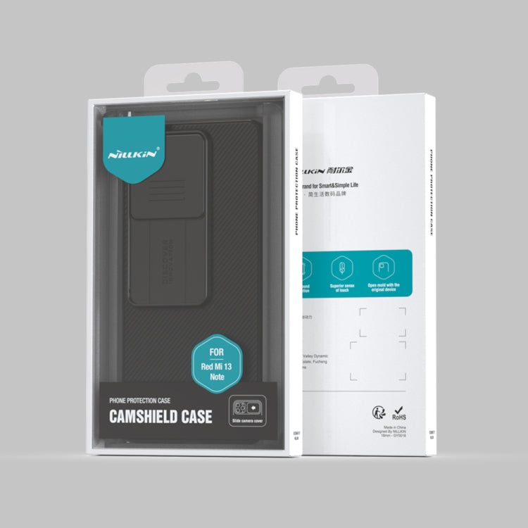 Pour Xiaomi Redmi Note 13 5G NILLKIN Série Miroir Noir Étui de Téléphone PC Camshield (Noir)