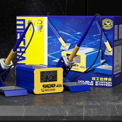 Mechanic 210MAX Dual Station Thermostatic Adjustable Digital Display Soldering Station, Plug:EU