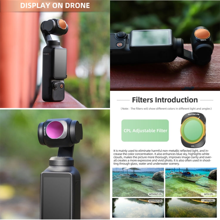 For DJI OSMO Pocket 3 Sunnylife Camera Lens Magnetic Metal Filter, Filter:ND16PL