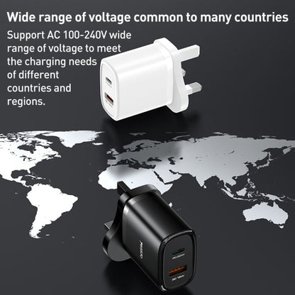 Yesido YC46 PD20W USB-C / Type-C + USB Travel Charger with 1m Type-C to 8 Pin Cable, UK Plug(White)