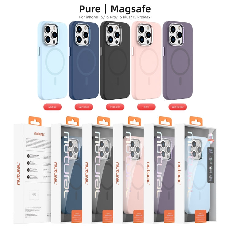 Pour iPhone 15 Pro Max Coque de téléphone Mutural Karen Series en silicone liquide Magsafe (bleu ciel)