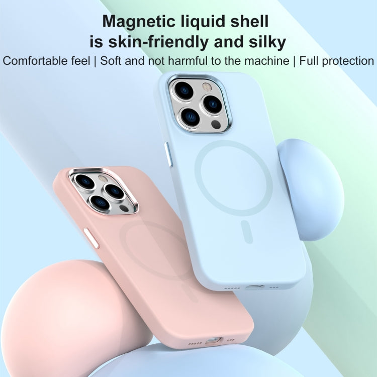 Pour iPhone 15 Pro Max Coque de téléphone Mutural Karen Series en silicone liquide Magsafe (bleu ciel)