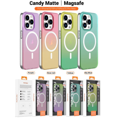 For iPhone 15 Pro Max Mutural MagSafe Magnetic Gradient Phone Case(Rose Red)
