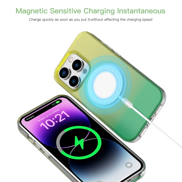 For iPhone 15 Pro Max Mutural MagSafe Magnetic Gradient Phone Case(Rose Red)