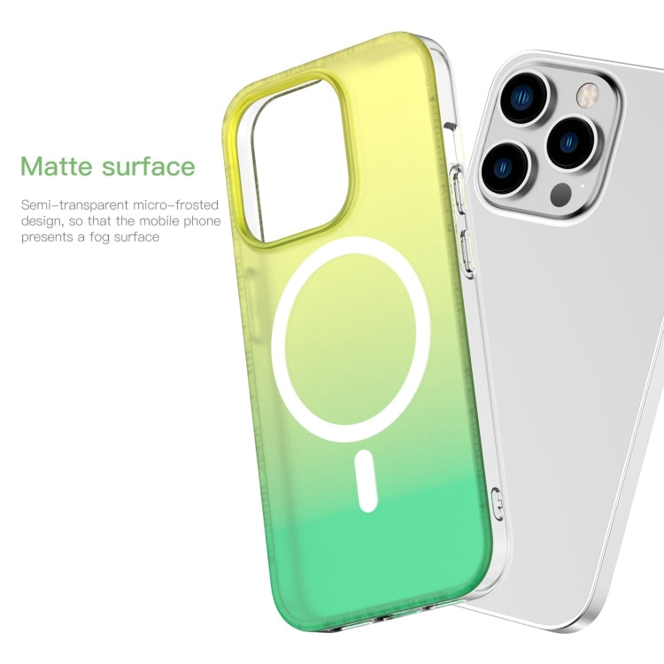 Pour iPhone 15 Pro, coque de téléphone Mutural MagSafe magnétique dégradée (Rouge rosé)