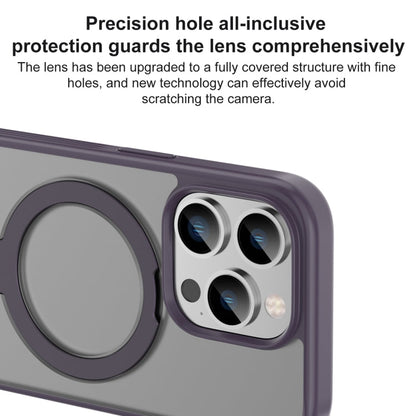 For iPhone 15 Pro Mutural MagSafe Magnetic Holder Phone Case(Dark Purple)