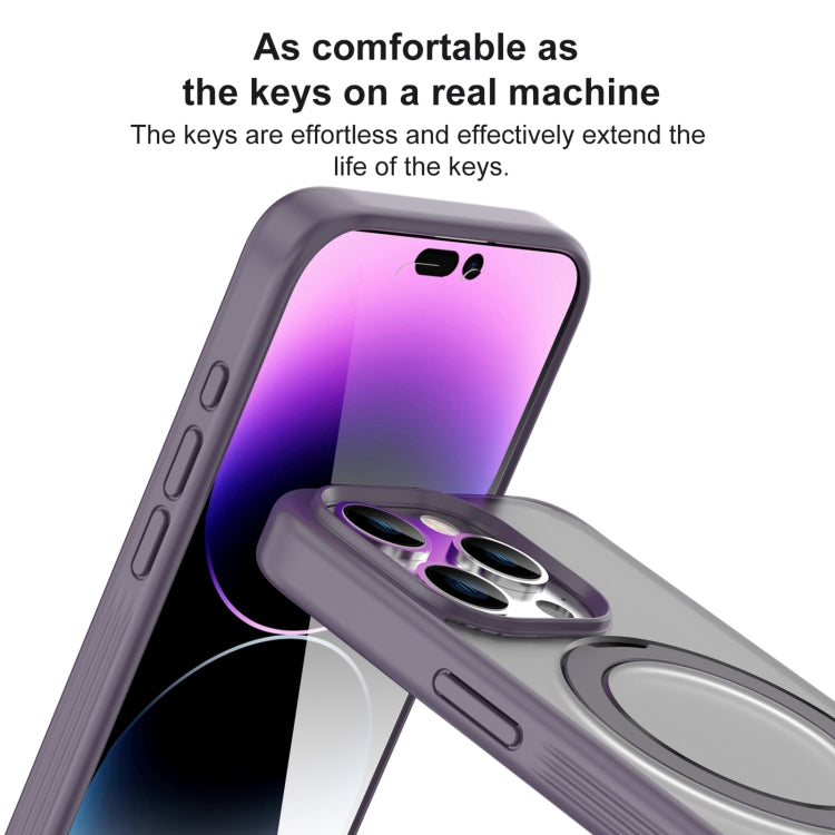 For iPhone 15 Pro Mutural MagSafe Magnetic Holder Phone Case(Dark Purple)