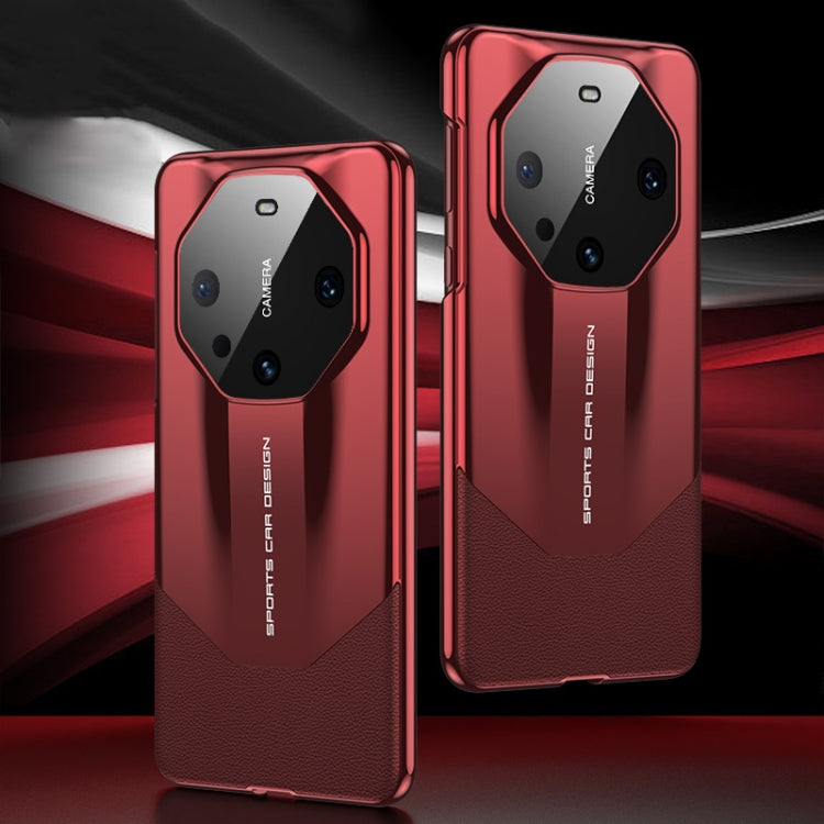 Pour Huawei Mate 60 Pro Étui de téléphone antichoc GKK en cuir de supercar (rouge)