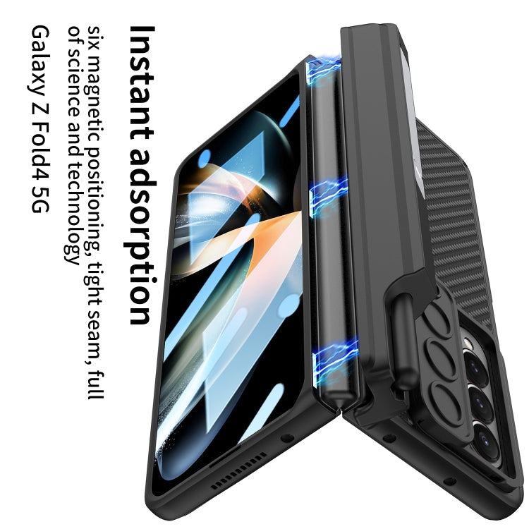 For Samsung Galaxy Z Fold4 GKK Magnetic Hinge Flip Leather Phone Case with Holder(Black)