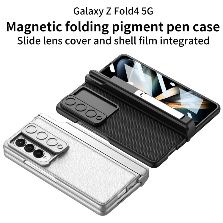 For Samsung Galaxy Z Fold4 GKK Magnetic Hinge Flip Leather Phone Case with Holder(Black)