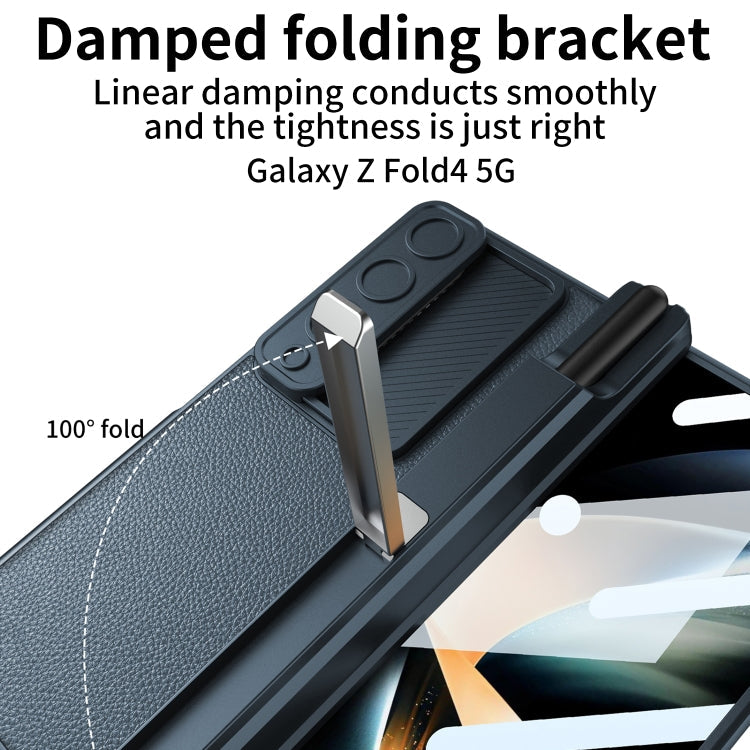 For Samsung Galaxy Z Fold4 GKK Magnetic Hinge Flip Leather Phone Case with Holder(Black)