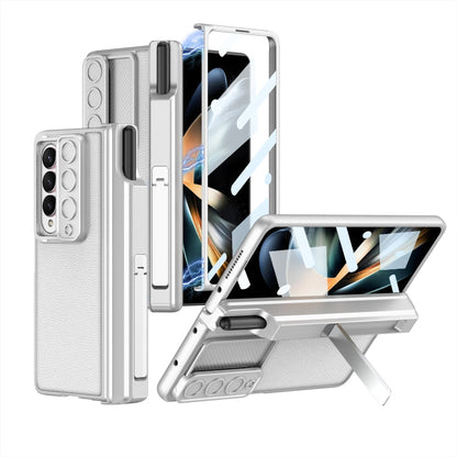 Pour Samsung Galaxy Z Fold4 Étui de téléphone en cuir GKK Magnetic Hinge Flip avec support (argent)