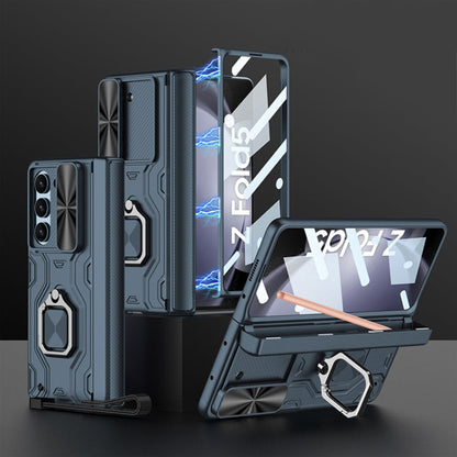 For Samsung Galaxy Z Fold5 GKK Integrated Folding Alloy Shell PC Phone Case with Pen Box, Not Included Pen(Green)