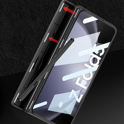 For Samsung Galaxy Z Fold5 GKK Integrated Folding Alloy Shell PC Phone Case with Pen Box, Not Included Pen(Black)