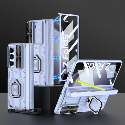 Pour Samsung Galaxy Z Fold5 Coque de téléphone GKK en alliage à rabat intégrée en PC avec boîte à stylo, stylo non inclus (Bleu)