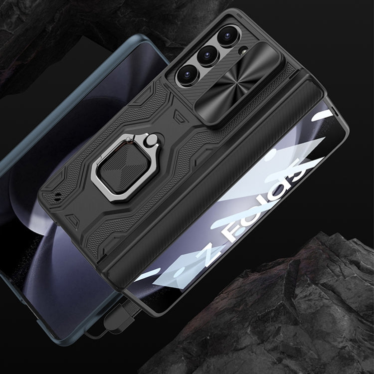 Pour Samsung Galaxy Z Fold5 Coque de téléphone GKK en alliage à rabat intégrée en PC avec boîte à stylo, stylo non inclus (Bleu)