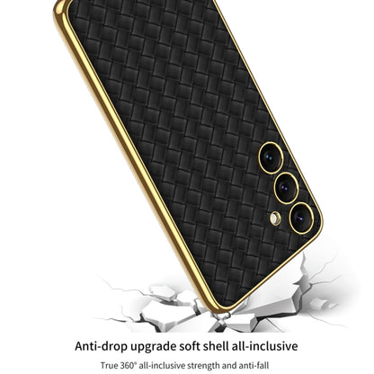 For Samsung Galaxy S24+ 5G GKK Weave Texture Electroplating PU Protective Phone Case(Black)