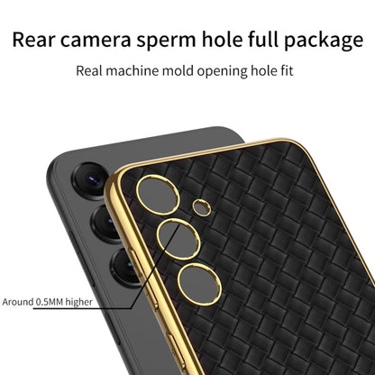 For Samsung Galaxy S24+ 5G GKK Weave Texture Electroplating PU Protective Phone Case(Black)