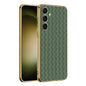 For Samsung Galaxy S24+ 5G GKK Weave Texture Electroplating PU Protective Phone Case(Green)
