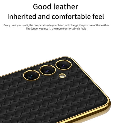 For Samsung Galaxy S24+ 5G GKK Weave Texture Electroplating PU Protective Phone Case(Green)
