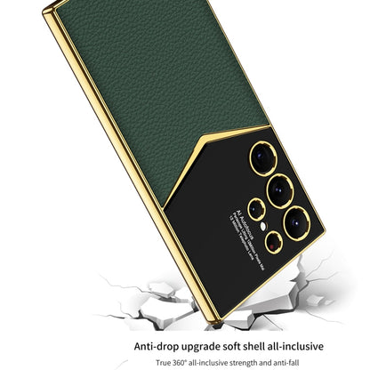 Pour Samsung Galaxy S24 Ultra 5G GKK Plaquage TPU Souple + Étui de Téléphone en Cuir à Couverture Complète sans Stylet (Fibre de Carbone)