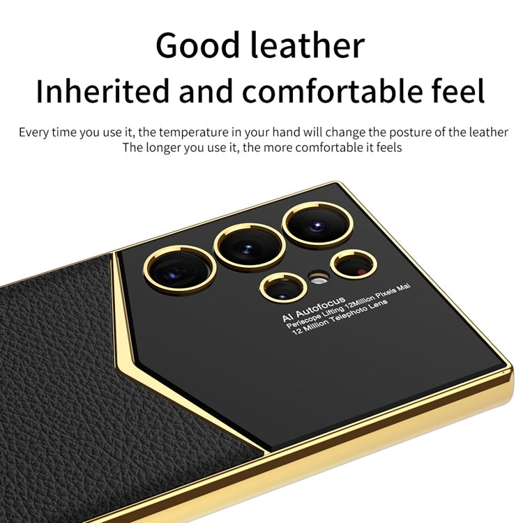 Pour Samsung Galaxy S24 Ultra 5G GKK Plaquage TPU Souple + Étui de Téléphone en Cuir à Couverture Complète sans Stylet (Fibre de Carbone)