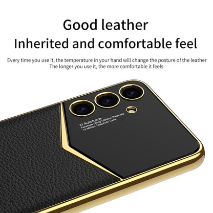 For Samsung Galaxy S24+ 5G GKK Plating Soft TPU + Leather Full Coverage Phone Case without Pen(Carbon Fibre)