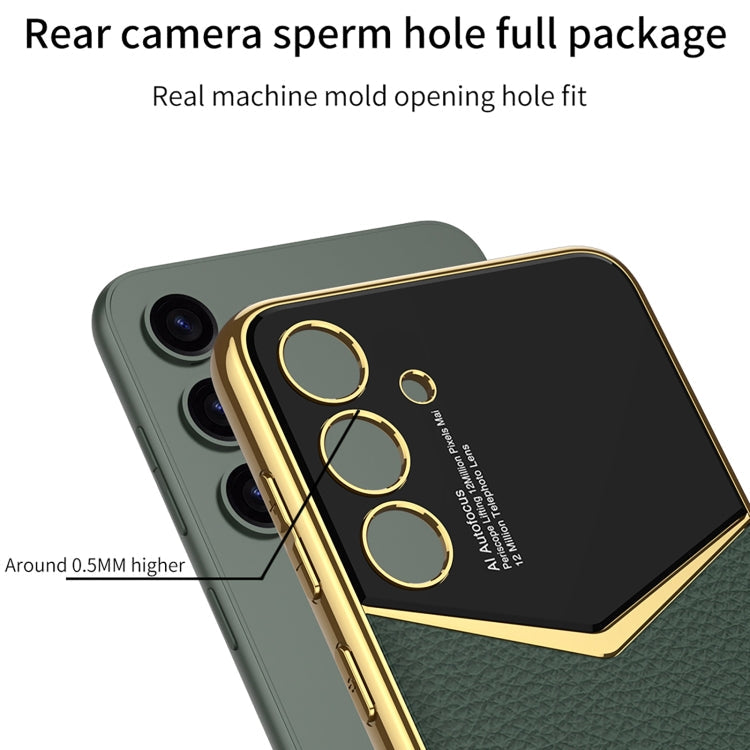 For Samsung Galaxy S24+ 5G GKK Plating Soft TPU + Leather Full Coverage Phone Case without Pen(Carbon Fibre)