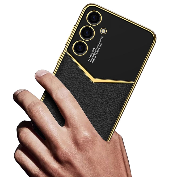 For Samsung Galaxy S24+ 5G GKK Plating Soft TPU + Leather Full Coverage Phone Case without Pen(Carbon Fibre)